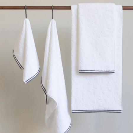 detail Bastion Collections Gues TOWEL S,white/edge dark grey, 30x55cm