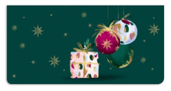 Ditipo Vánoční obálka na peníze - Zelená s baňkami, 20x10cm