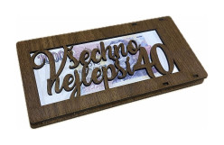 Dřevěná kapsa na peníze - Všechno nejlepší 40 let, tmavě hnědá