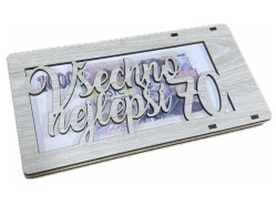 Dřevěná kapsa na peníze - VŠECHNO NEJLEPŠÍ 70 let, melír