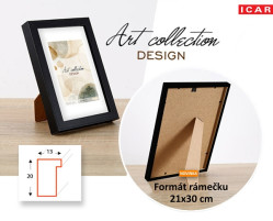 Dřevěný MDF rámeček 21x30cm Icar IDEA M2 černá, výplň plastové sklo