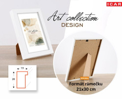 Dřevěný MDF rámeček 21x30cm Icar IDEA M1 bílá, výplň plastové sklo
