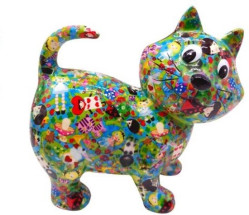 Pomme pidou Pokladnička velikost M - KOČKA KIKI 6 zelená s postavičkami