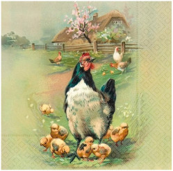 Sköna Ting Ubrousky Easter Hen & Chickens, 33x33cm, 20ks