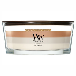 Vonná svíčka WoodWick Trilogy Café Macchiato, široký knot 453 g
