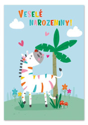 Ditipo Hrací přání VESELÉ NAROZENINY Zebra / Míša Růžičková