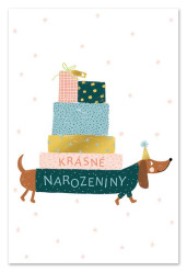 Ditipo Blahopřání GK - KRÁSNÉ NAROZENINY (jezevčík)
