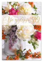Ditipo Blahopřání - K VÝROČÍ 70tiny (váza pivoněk)