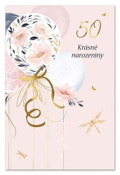 Ditipo Blahopřání - K VÝROČÍ 50.tiny (růžové s balónkém)