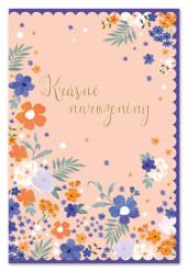 Ditipo Blahopřání K - Krásné narozeniny (modro-oranžové)