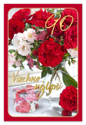 Ditipo Blahopřání - K VÝROČÍ 90tiny (květinové)