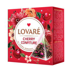 LOVARÉ 15 pyramidek CHERRY CONFITURE, černý a zelený čaj s příchutí