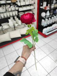 Autronic Ranunculus, umělý řezaný květ a poupě, tm. červený, 50cm