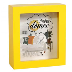 Albi Pokladnička v rámečku NA VYSNĚNÝ DOMOV, 14x16x5,5cm