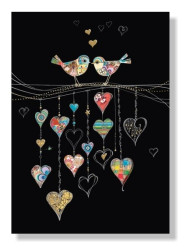 Luxusní přání M140 BUG ART - BIRD HEARTS