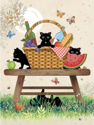Luxusní přání H042 BUG ART - PICNIC KITTIES