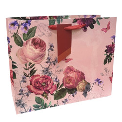 Albi Dárková taška L - Červená s růžemi na šířku