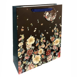 Autronic Dárková taška L - květy na tmavém pozadí, 26x32x10cm