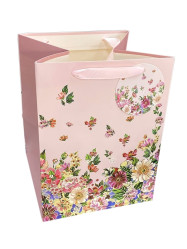 Autronic Dárková taška M - květy na růžovém pozadí, 23x18x18cm