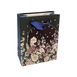 Autronic Dárková taška XS- květy na tmavém pozadí, 11x9x4,5cm