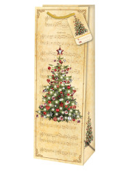 Alvarak Dárková taška na láhev TB - VÁNOČNÍ STROMEČEK zlatý - 12,6x8,9x36cm