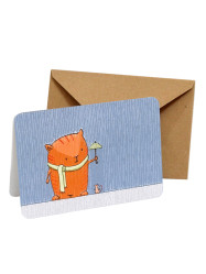 Přání Gutrath G5109 KOČIČKA S DEŠTNÍKEM, otevírací přání s obálkou