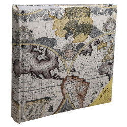 Fotoalbum 10x15/500 5-up Poldom MAPS hnědé tóny (tapetový vzor)