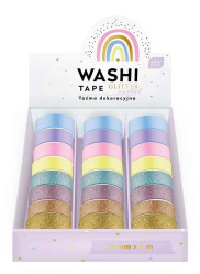Ditipo WASHI páska Glitter-pastel 15mm x 5m, MIX motivů / 1ks
