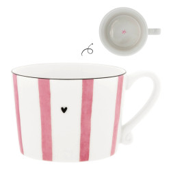 Bastion Collections Hrnek White/Rose Big Stripe, 300ml