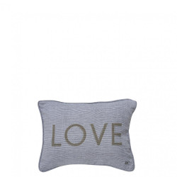 Bastion Collections Polštářek LOVE, 25x35cm black/white chambray