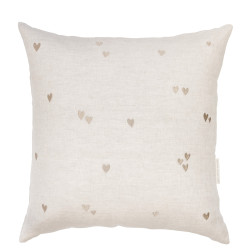 Bastion Collections Povlak na polštář 60x60cm NATUREL Hearts Nat 100% linen