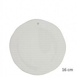 Bastion Collections Talířek CAKE HEART/STRIPES in grey, 16 cm