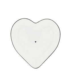 Bastion Collections Talířek HEART plate with black heart, 17,5x18,5cm