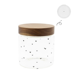 Bastion Collections JARS S - Hearts, dóza sklo, dřevěné víko, 13x12cm