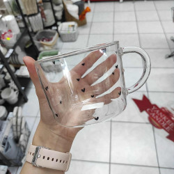 Bastion Collections Tumbler Tea M, heart all over, sklo, skleněný hrneček