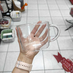 Bastion Collections Tumbler Tea M, heart in black, skleněný hrneček