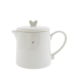 Bastion Collections Teapot Konvička WHITE with little heart in grey