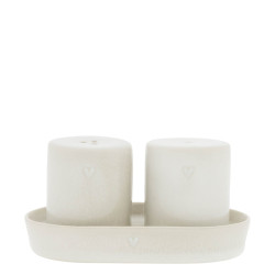 Bastion Collections Set solnička a pepřenka ve stojánku June Clay, 5x13x7cm