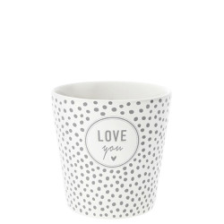 Bastion Collections Kelímek DOTS LOVE YOU in grey 8x9cm
