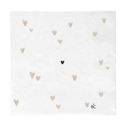 Bastion Collections Papírové ubrousky L - Hearts natural, 20ks