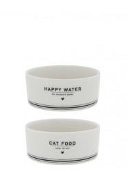 Bastion Collections 2x Miska CAT FOOD/WATER in black, 9,5x4cm