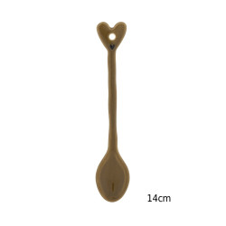 Bastion Collections Keramická lžička COFFEE, brown, plochá, 14cm