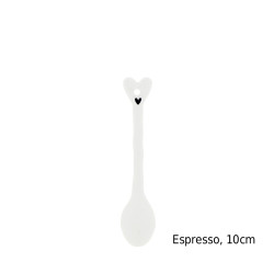 Bastion Collections Keramická lžička ESPRESSO, bílá, plochá, 10cm