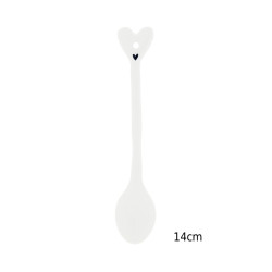 Bastion Collections Keramická lžička COFFEE, plochá, bílá, 14cm