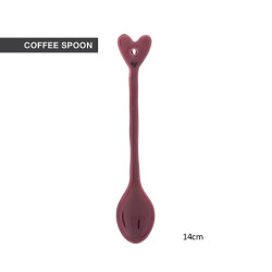 Bastion Collections Keramická lžička COFFEE, rose heart, plochá, 14cm