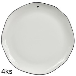 Bastion Collections 4x Talíř velký DINNER heart in black, 27 cm