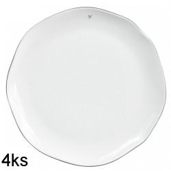 Bastion Collections 4x Talíř velký DINNER heart in grey, 27 cm