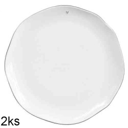 Bastion Collections 2x Talíř velký DINNER heart in grey, 27 cm