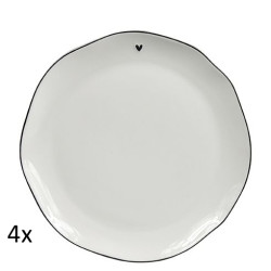 Bastion Collections 4x Talířek BREAKFAST HEART in black, 23cm
