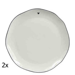 Bastion Collections 2x Talířek BREAKFAST HEART in black, 23cm